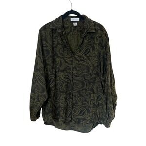 Vintage 90s Compagnie Internationale Express Paisley Button Down Shirt  Green Md